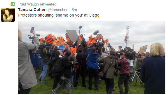 Protestors Shouting Shame On You Clegg.jpg