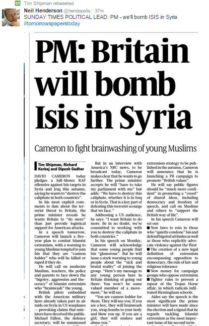 Cameron Wants To Bomb Isis In Syria.jpg